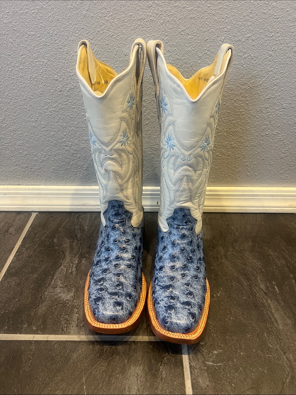 White and Blue Women's Western Cowboy Boots